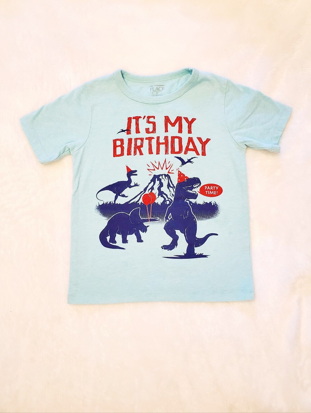 The Children's Place Light Blue Dino "It's My Birthday" Graphic Tee